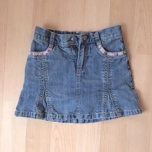 Jean Skirt With Flower Embroidery